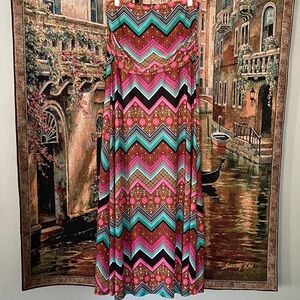 2 in 1 Colorful Chevron Maxi Skirt or Tube Top Dress
